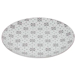 Gifi Assiette plate ronde blanche motif fleurs violettes