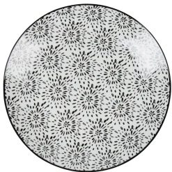 Gifi Assiette plate ronde blanche et noire Sara