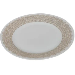 Gifi Assiette plate ronde blanche bordure dorée vague seigaiha