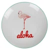 Gifi Assiette plate ronde blanche flamant rose aloha