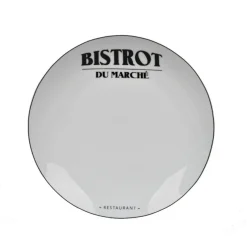 Gifi Assiette plate ronde blanche motif étiquette noire Le Bistrot