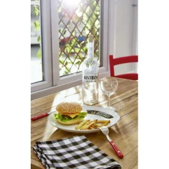 Gifi Assiette plate ronde blanche motif étiquette noire Le Bistrot