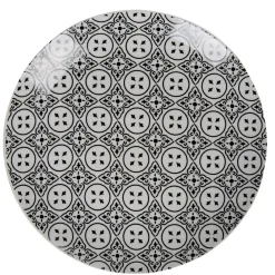Gifi Assiette plate ronde carreaux de ciment blanc noir Dakar