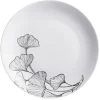 Gifi Assiette plate ronde décor fleur blanc noir