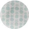 Gifi Assiette plate ronde en faïence motif ananas blanc et bleu