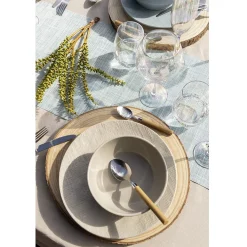 Gifi Assiette plate ronde en grès relief gris