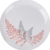 Gifi Assiette plate ronde Luminarc blanc motif feuille gris rose