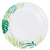 Gifi Assiette plate ronde Luminarc blanc vert feuille jungle