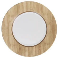 Gifi Assiette plate ronde Luminarc blanc motif bois Nordic