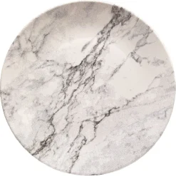 Gifi Assiette plate ronde motif marbre gris et blanc