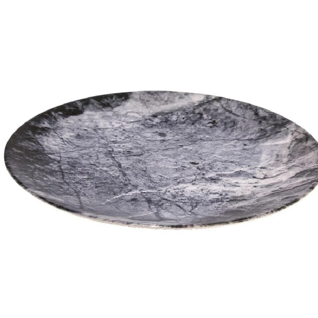 Gifi Assiette plate ronde motif ardoise gris et noir