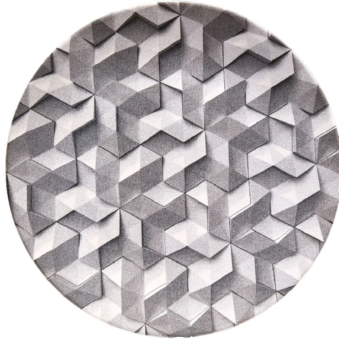 Gifi Assiette plate ronde motif origami gris et blanc