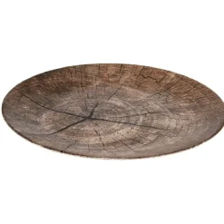 Gifi Assiette plate ronde motif rondin de bois marron