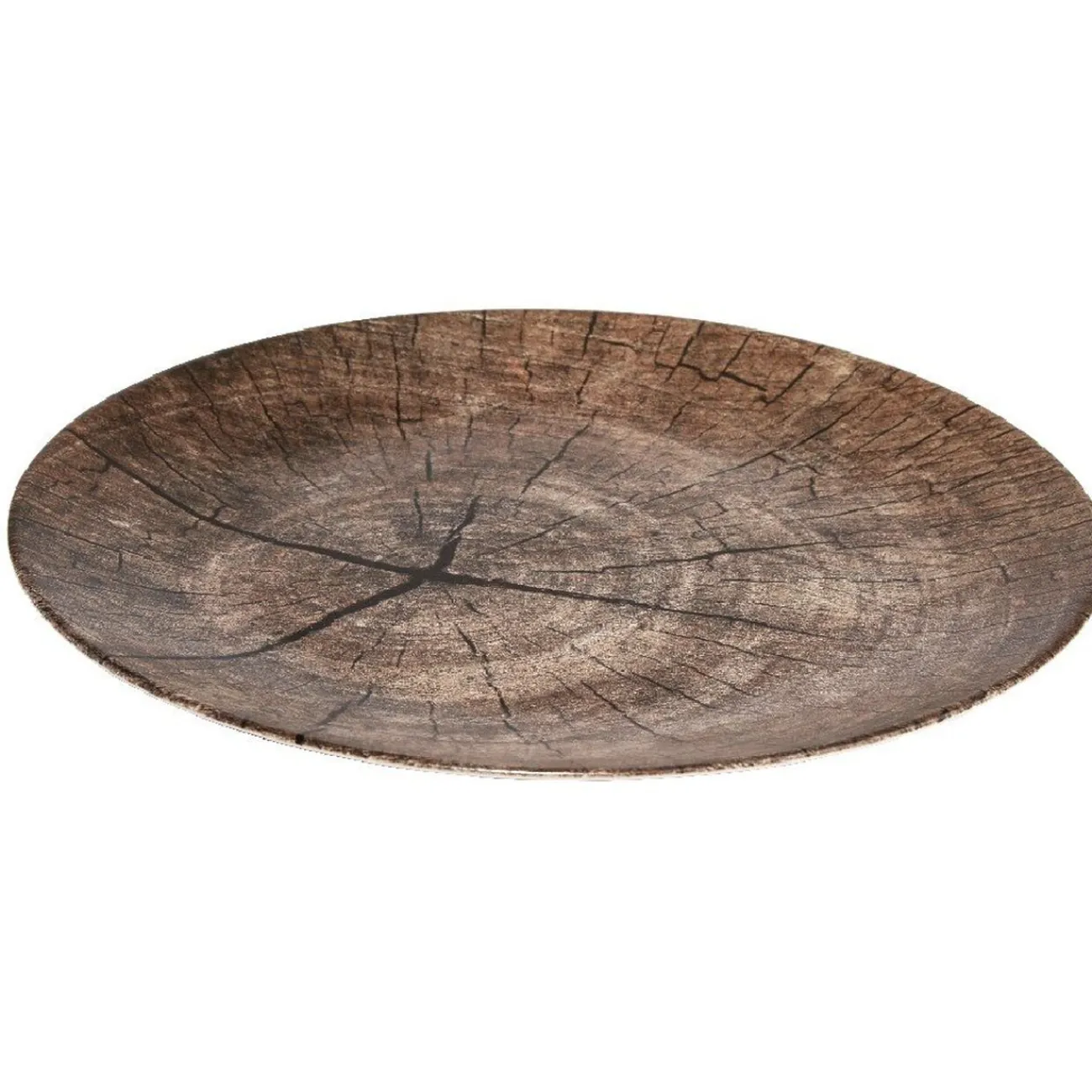 Gifi Assiette plate ronde motif rondin de bois marron