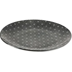 Gifi Assiette plate ronde motif géométrique noir et blanc