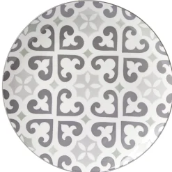 Gifi Assiette plate ronde motif carreau de ciment gris et blanc