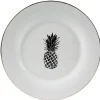 Gifi Assiette plate ronde porcelaine blanc style tropical ananas