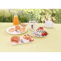 Gifi Assiette plate ronde porcelaine blanc style tropical ananas