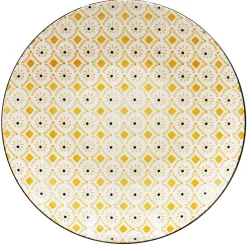 Gifi Assiette plate ronde Praia motif blanc jaune noir