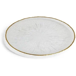 Gifi Assiette plate ronde verre transparent rebord doré Ø28cm