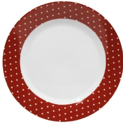 Gifi Assiette plate rouge et blanc design coeurs