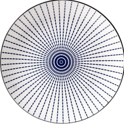 Gifi Assiette plate style japonais porcelaine bleu blanc
