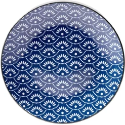 Gifi Assiette plate style japonais porcelaine bleu blanc