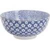 Gifi Assiette plate style japonais porcelaine bleu blanc