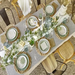 Gifi Assiette plate Venise rebord ondulé faïence vert sauge Ø26cm