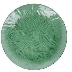 Gifi Assiette plate vert motif feuilles tropicales en relief