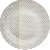Gifi Assiette plate Zanzibar motif géométrique blanc et gris