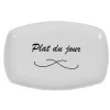 Gifi Assiette rectangulaire blanche message plat du jour