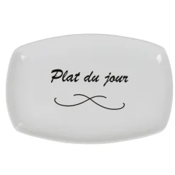 Gifi Assiette rectangulaire blanche message plat du jour