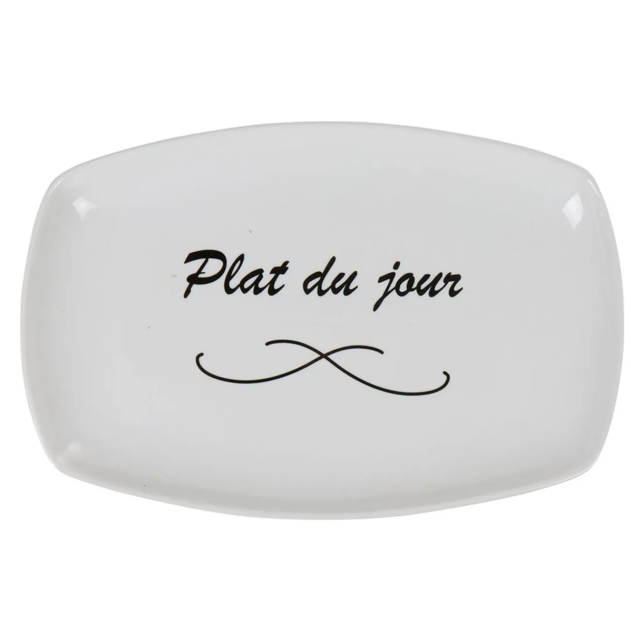 Gifi Assiette rectangulaire blanche message plat du jour