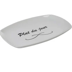 Gifi Assiette rectangulaire blanche message plat du jour