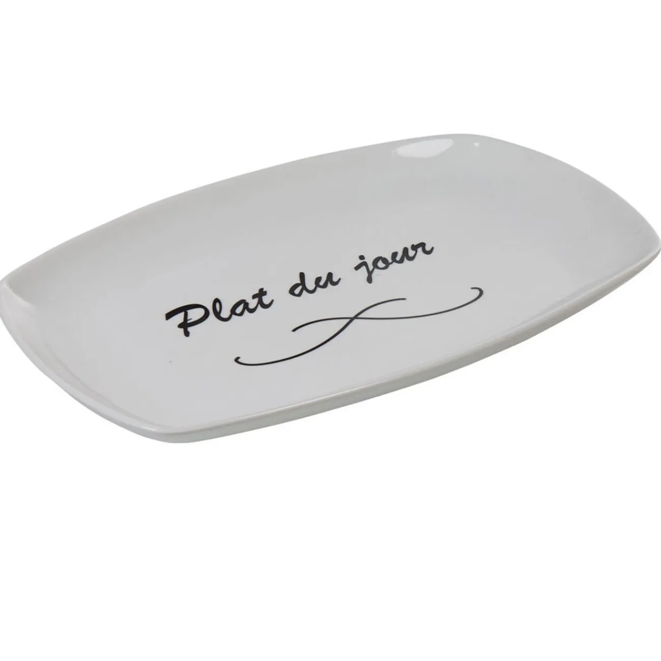 Gifi Assiette rectangulaire blanche message plat du jour