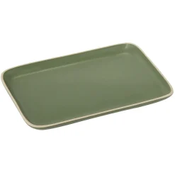 Gifi Assiette rectangulaire faïence vert 28,5x19,5cm