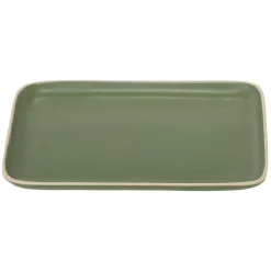 Gifi Assiette rectangulaire faïence vert 28,5x19,5cm