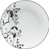 Gifi Assiette ronde blanche décor tiges feuilles noires