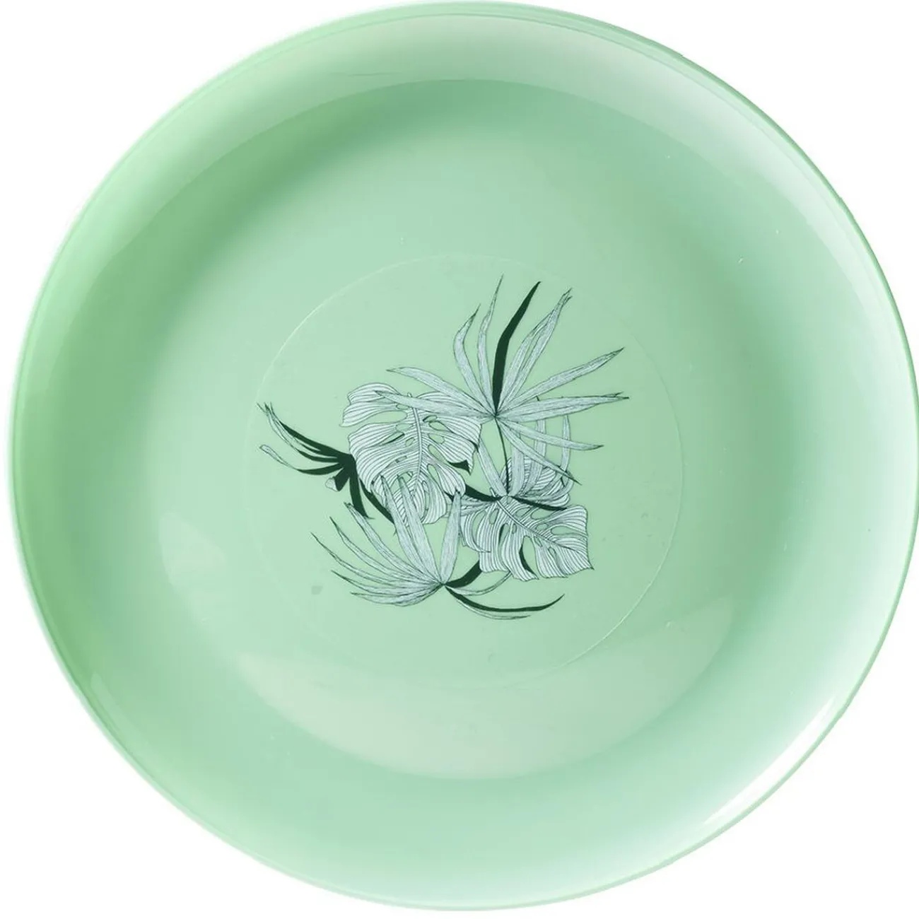 Gifi Assiette ronde en plastique décor feuillage