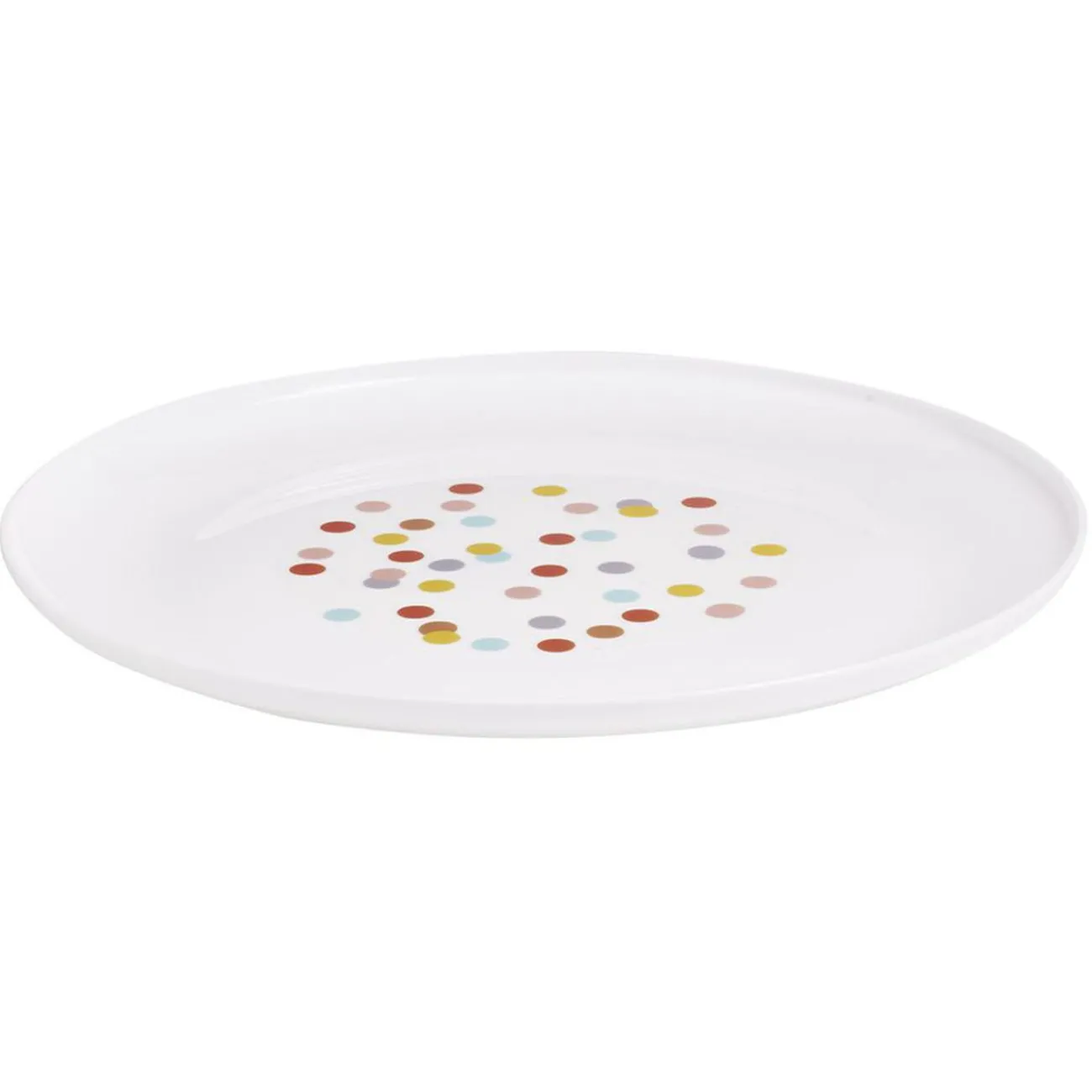 Gifi Assiette ronde en plastique décor pois multicolore