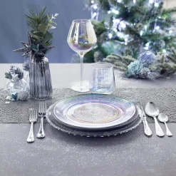 Gifi Assiette ronde plate décor ciselé design irisé