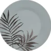 Gifi Assiette ronde plate porcelaine décor feuillage