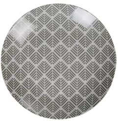 Gifi Assiette ronde plate porcelaine zig zag blanc gris