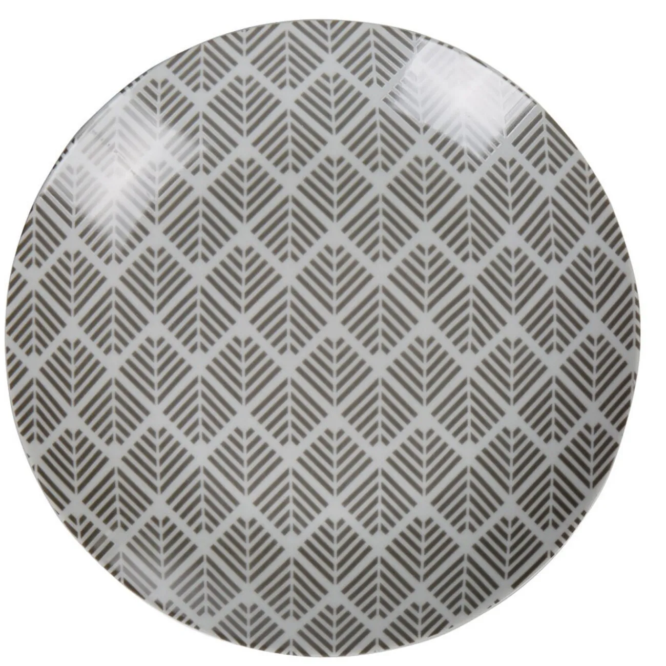Gifi Assiette ronde plate porcelaine zig zag blanc gris