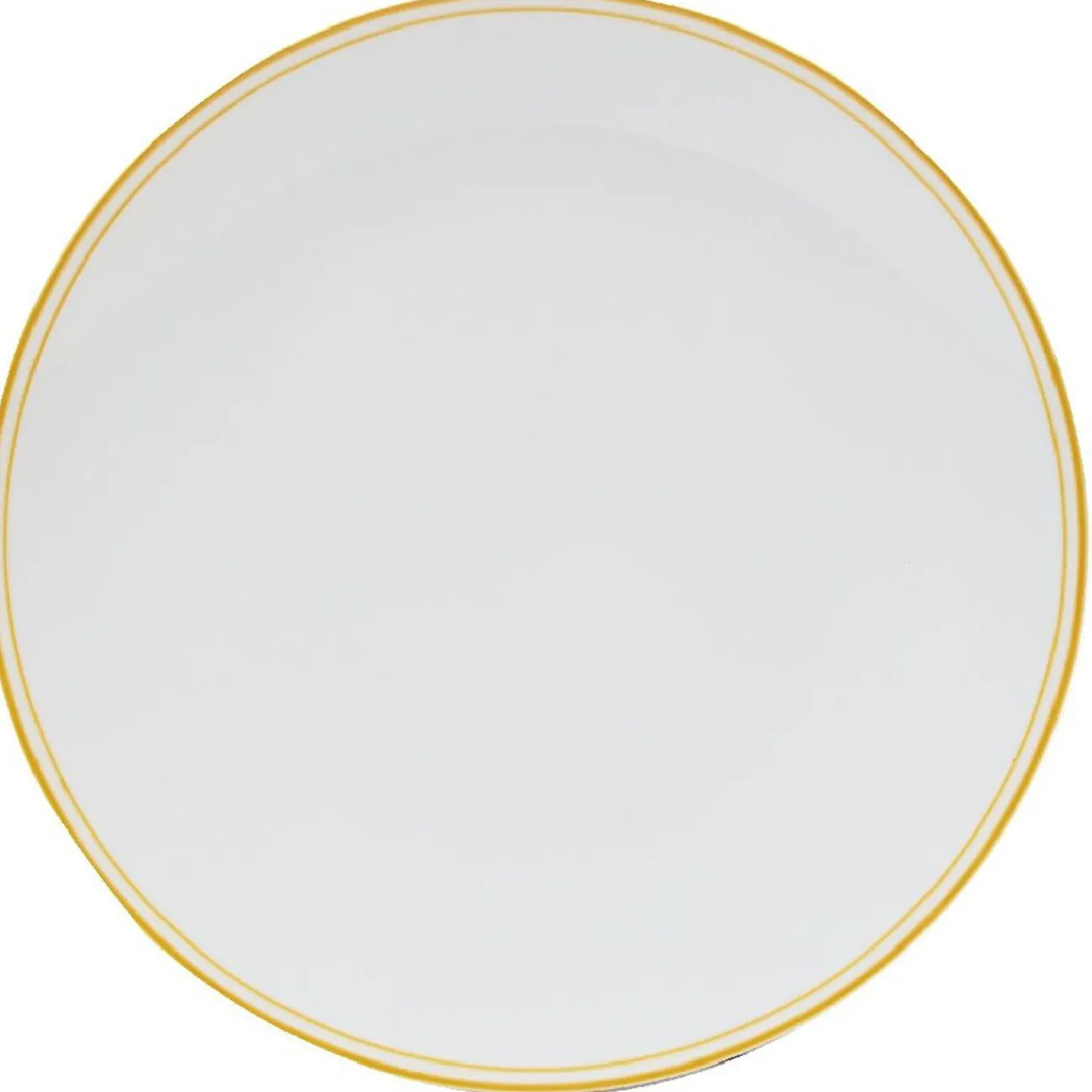 Gifi Assiette ronde plate porcelaine blanc avec bord coloré x4