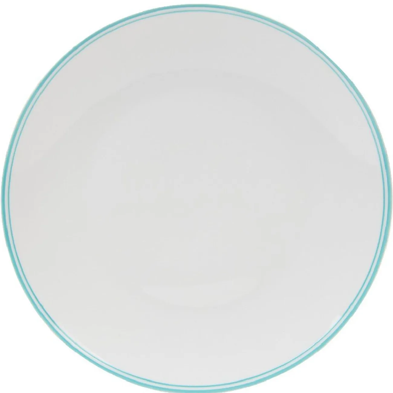 Gifi Assiette ronde plate porcelaine blanc avec bord coloré x4