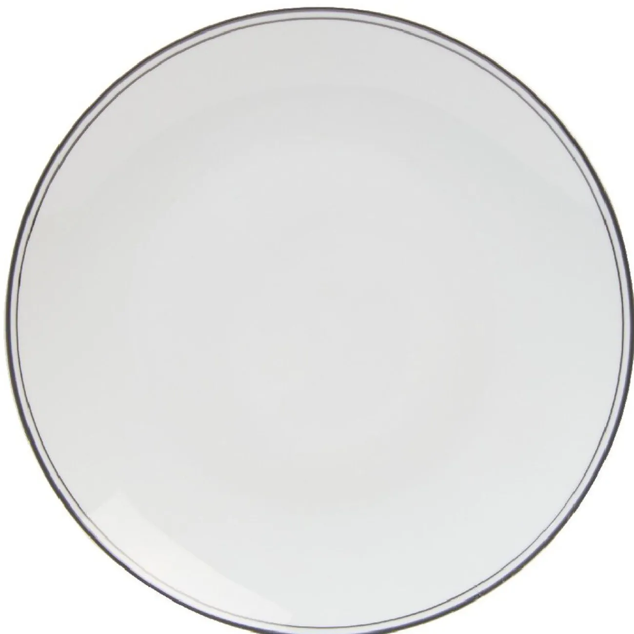 Gifi Assiette ronde plate porcelaine blanc avec bord coloré x4
