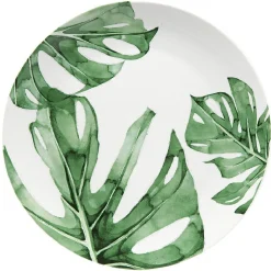Gifi Assiette ronde plate porcelaine design feuille jungle