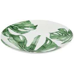 Gifi Assiette ronde plate porcelaine design feuille jungle